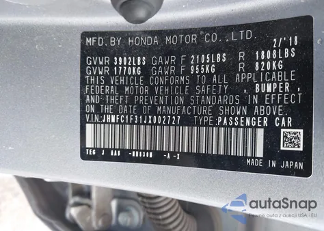 2018 Honda Civic Ex-T from USA, damaged, VIN JHMFC1F31JX002727